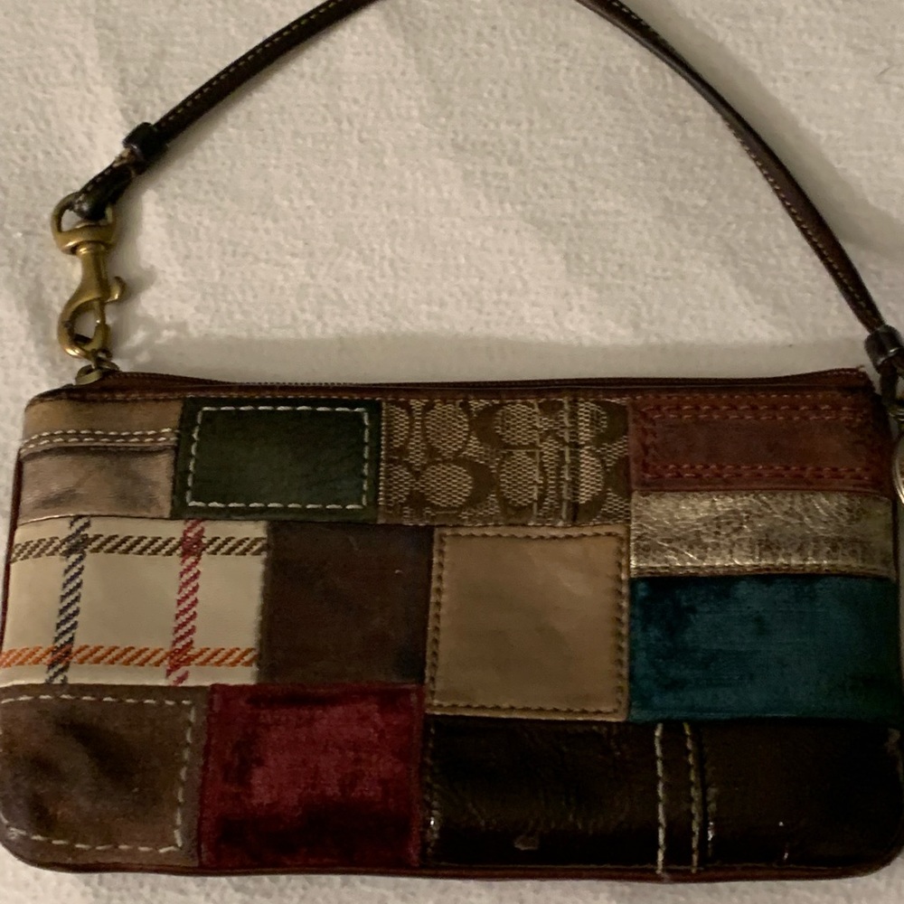 Coach Bags Coach Patchwork Wristlet Brown Multi Color